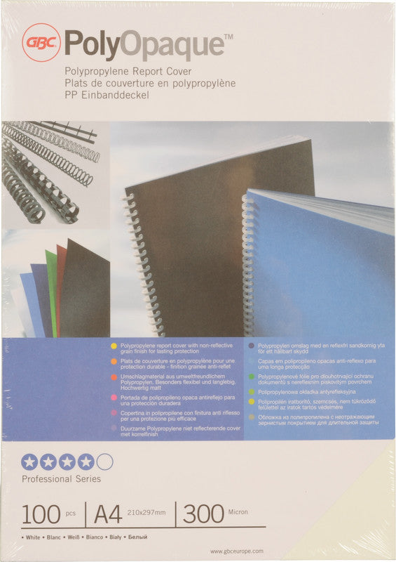 GBC Einbandfolien PolyOpaque – für A4 – weiss, Kunststoff – 100 Stk.