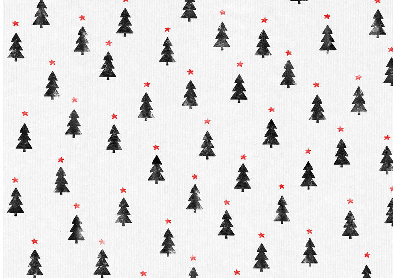 Braun + Company Geschenkpapier – Tiny Trees, Weihnachten – Papier, 70 g/m² – 700 × 2000 mm – Schwarz/Rot