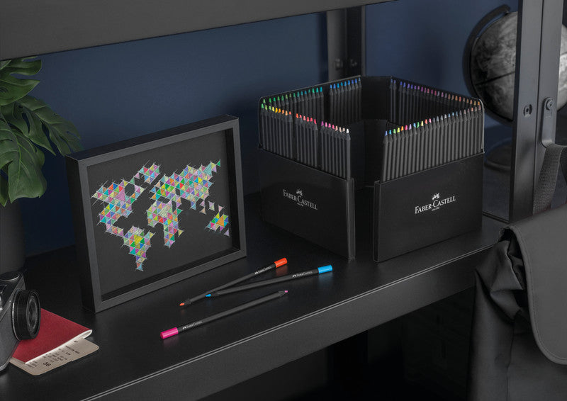 Faber-Castell Buntstifte Black Edition – 100 Farben, im Kartonetui, Ø 3 mm, dreikantig, FSC