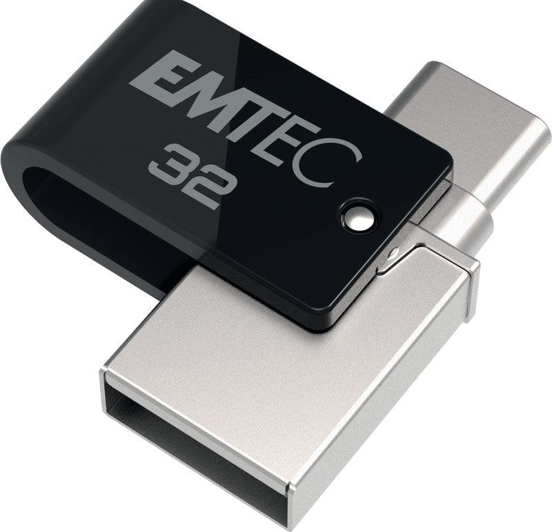 Emtec T260C USB-Stick – 32 GB, USB 3.2, silber/schwarz