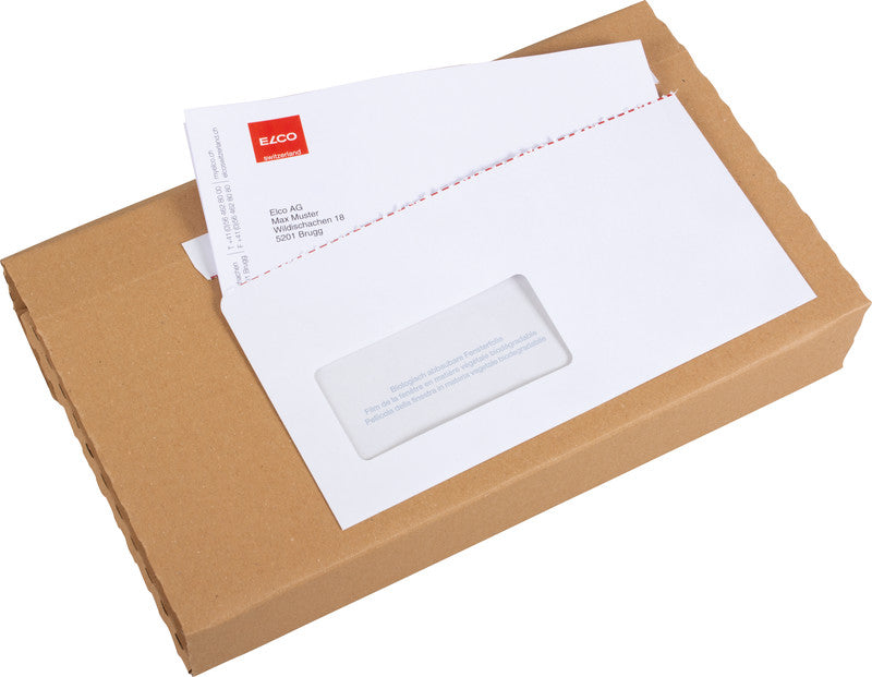 Elco Dokumententasche – C6/5 (114 × 229 mm), Fenster links, unbedruckt, weiss, selbstklebend – 250 Stück
