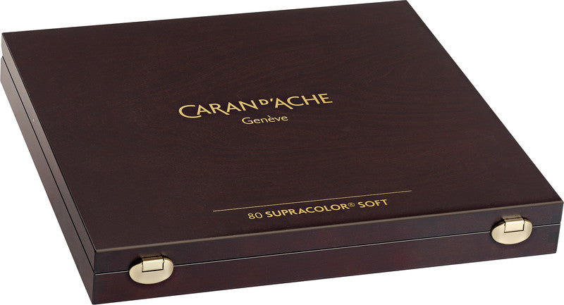 Caran d-Ache Caran d'Ache Aquarellfarbstifte Supracolor Soft – 80 Farben, im Holzkoffer, Ø 3,8 mm, FSC