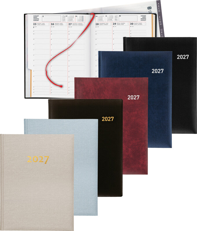 Biella Orario Agenda – 1 Woche/2 Seiten, gebunden, 17,5 × 23,5 cm, 2027, Beige, FSC