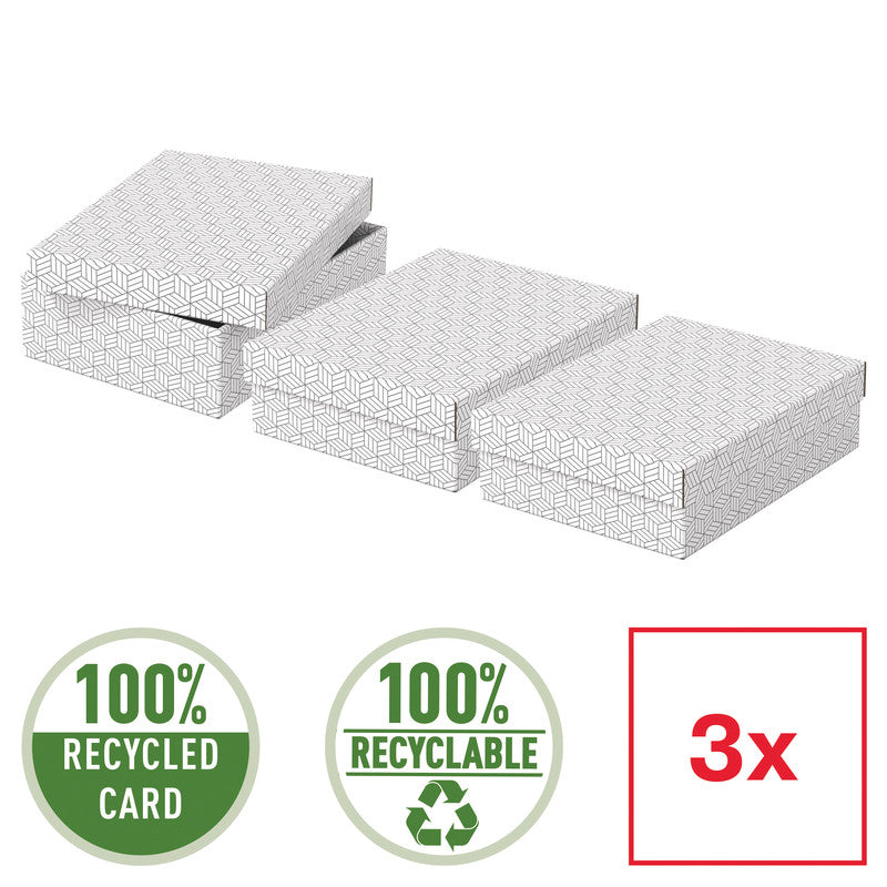 Esselte Archivschachtel A4 – 265 × 100 × 360 mm, weiss, Karton, 3er Pack
