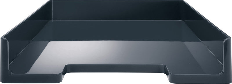 Sigel Briefkorb – mit Griffausschnitt, mit Beschriftungsfeld, glänzend, grau, B 268 × H 50 × T 333 mm