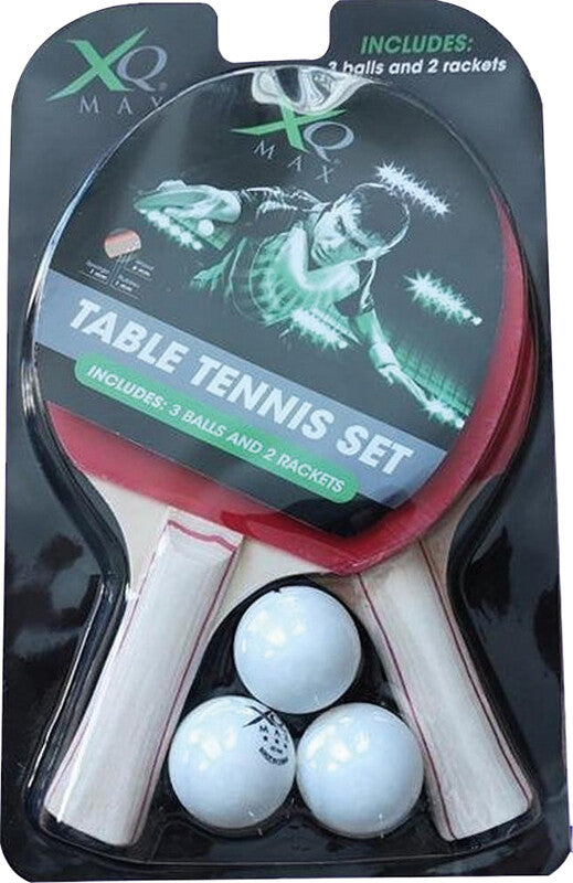Xq max Tischtennis-Set – 2 Schläger, 3 Bälle – 5-teilig – Holz/Gummi – mehrfarbig