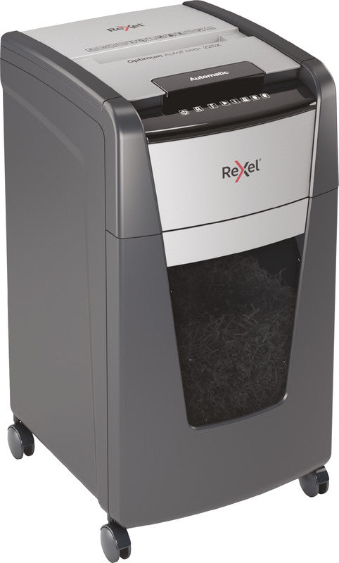 Rexel Optimum AutoFeed+ 225X – Aktenvernichter mit Autofeed 225 Blatt, DIN P-4, Partikelschnitt 4 × 25 mm, 60
