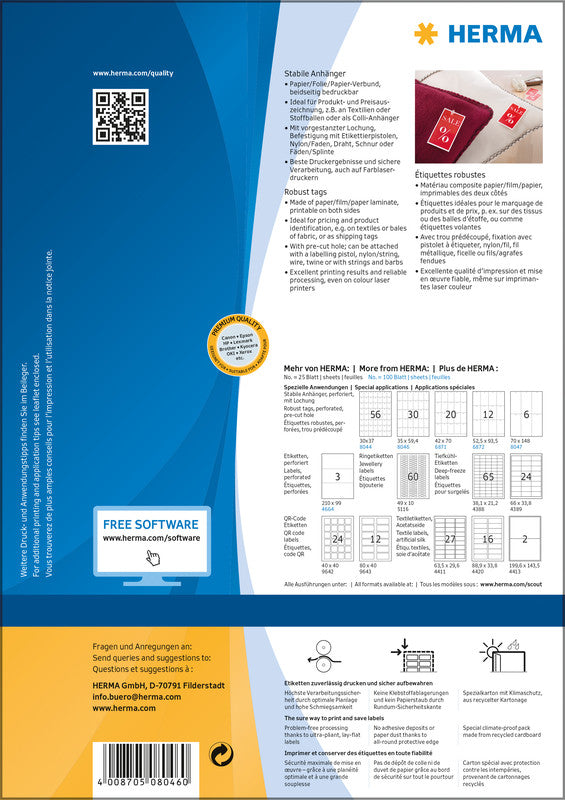 HERMA Schmucketiketten – Papier, 100 Blätter, 35×59,4 mm