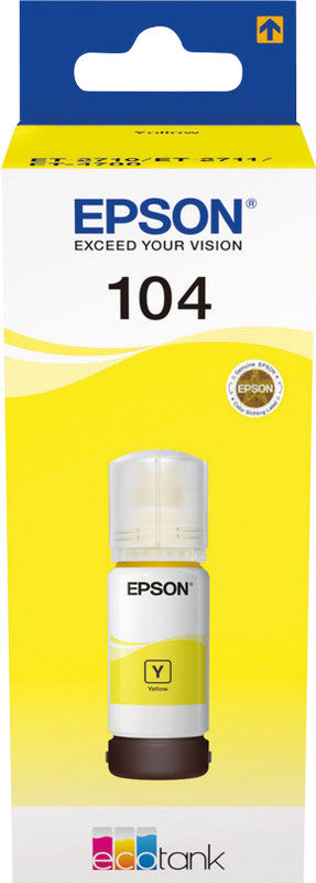 Epson Tintenpatrone 104, Gelb, 65 ml – für Inkjetdrucker/Multifunktionsgeräte