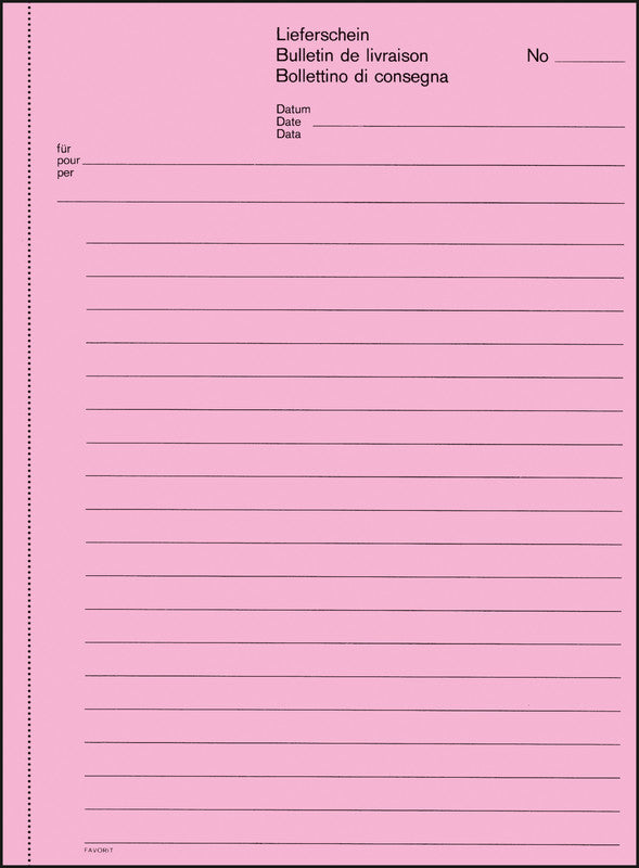 Favorit Formularblock – Lieferscheine, mehrsprachig, 50 Blatt, A5, Karton