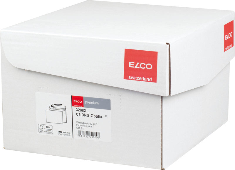 Elco Couvert C5, ohne Fenster, selbstklebend, hochweiss, 80 g/m², mit Innendruck – 500 Stk.