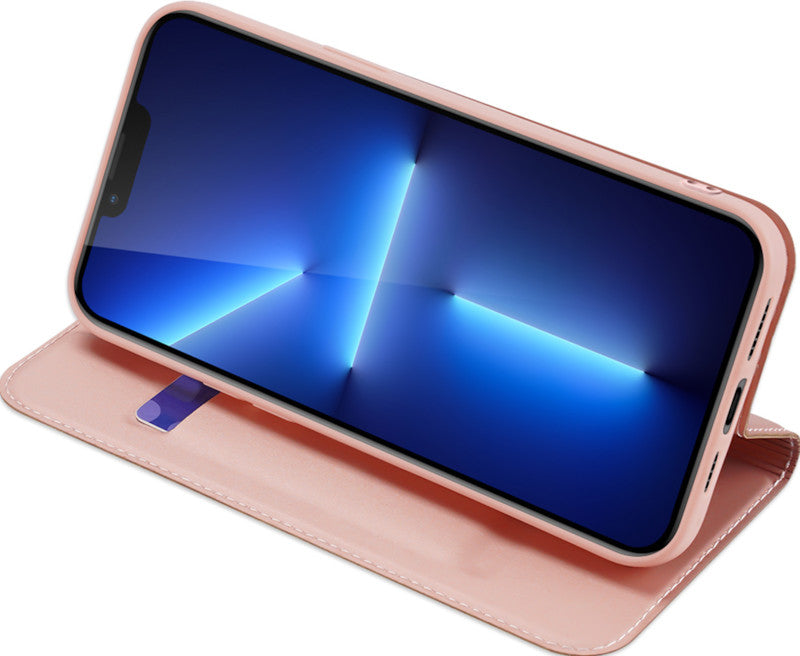 Dux Ducis Booklet-Hülle – für Apple iPhone 13 Pro Max – Roségold – Kunstleder, mit Kartenfach