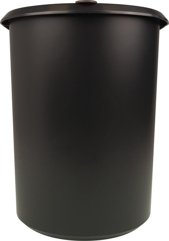 Helit Systempapierkorb – 20 + 9 l, mit Deckel – Kunststoff, schwarz – B × H × T 270 × 343 × 440 mm