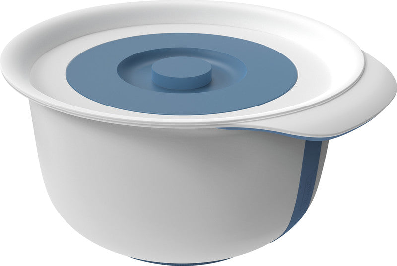 Rotho Rührschüssel Fresh – 4,0 l – mit Deckel & Henkel, spülmaschinenfest, BPA-frei – Kunststoff – Blau