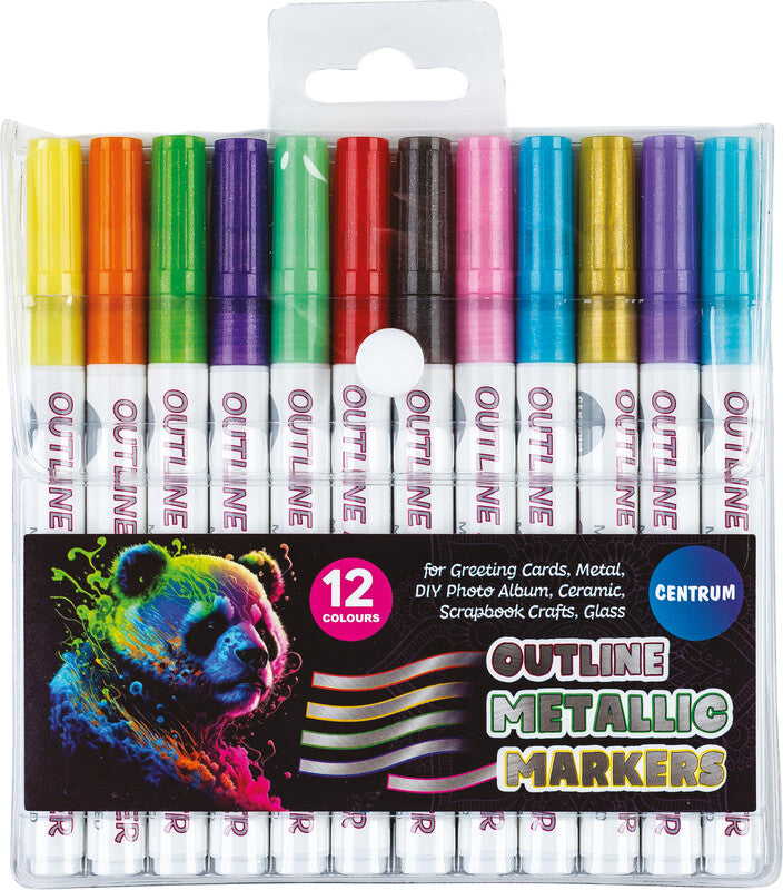 Centrum Outline-/Kreativmarker Metallic – Rundspitze 1–3 mm – Mehrfarbig – 12er-Set