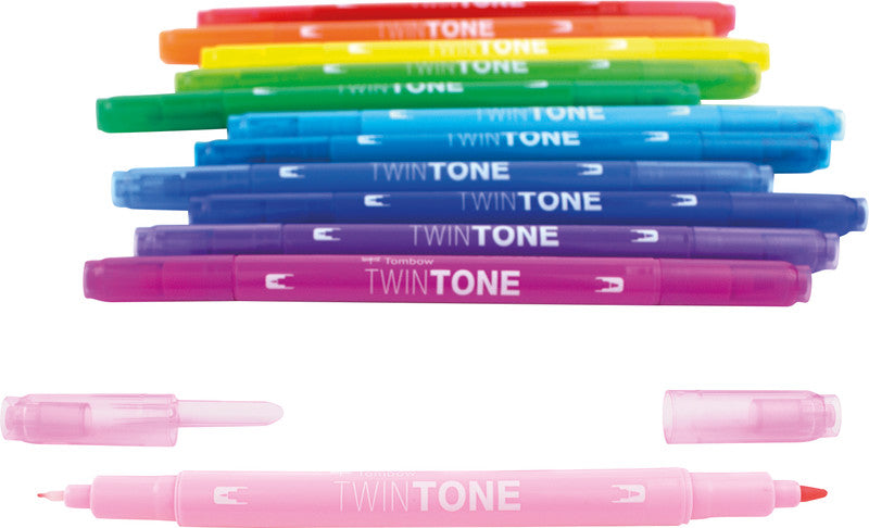 Tombow Filzstifte TwinTone, Strichbreite 0,3–0,8 mm, 12 Farben