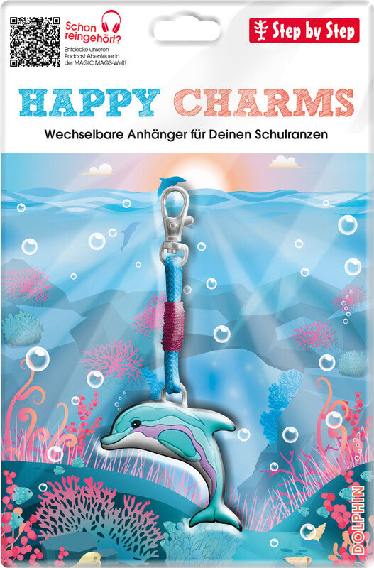 Step by Step HAPPY CHARMS Schlüsselanhänger – Kunststoff, B 175 × H 117 × T 15 mm, assortiert, Motiv "Delfin"