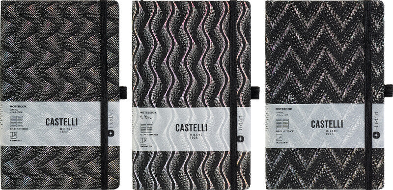 Castelli Notizbuch – A5 – liniert – 192 Seiten – 80 g/m² – gebunden, Gummiband, Stiftschlaufe, mehrfarbig