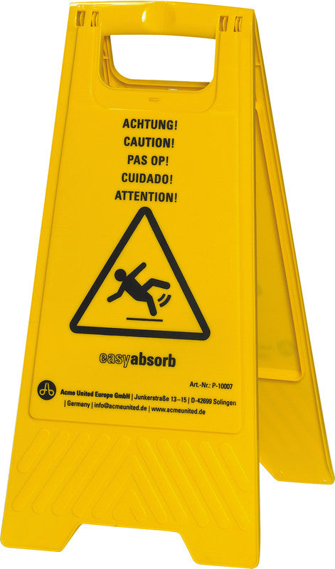 Easyabsorb Warnschild – Achtung Rutschgefahr – 610 mm Höhe – Gelb – Mehrsprachig