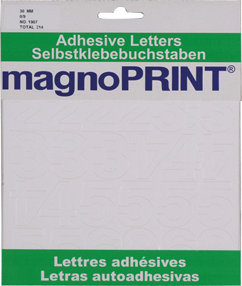 Magnoprint Schmucketiketten – Motiv Zahlen 0–9 – Folie, 30 × 30 mm, permanent haftend
