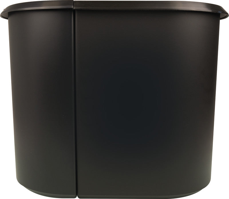 Helit Systempapierkorb – 20 + 9 l, mit Deckel – Kunststoff, schwarz – B × H × T 270 × 343 × 440 mm