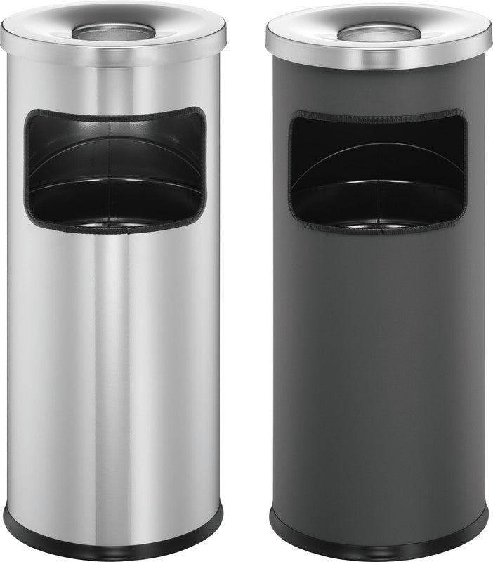Durable Standascher – 2 + 17 l – Metall, silber metallic – Löschkopf, selbstlöschend – Ø 250 × H 630 mm