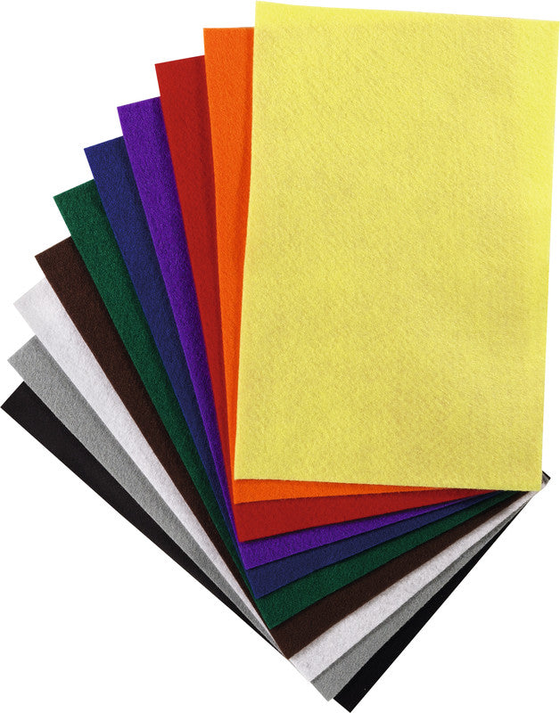 Folia Bastelfilz – sortiert – 200 × 300 mm, 10 Bogen, 1,5 mm