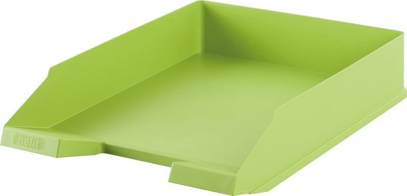 Helit Stapelbarer Briefkorb mit Griffausschnitt, Beschriftungsfeld, matt, grün, B 255 × H 67 × T 345 mm