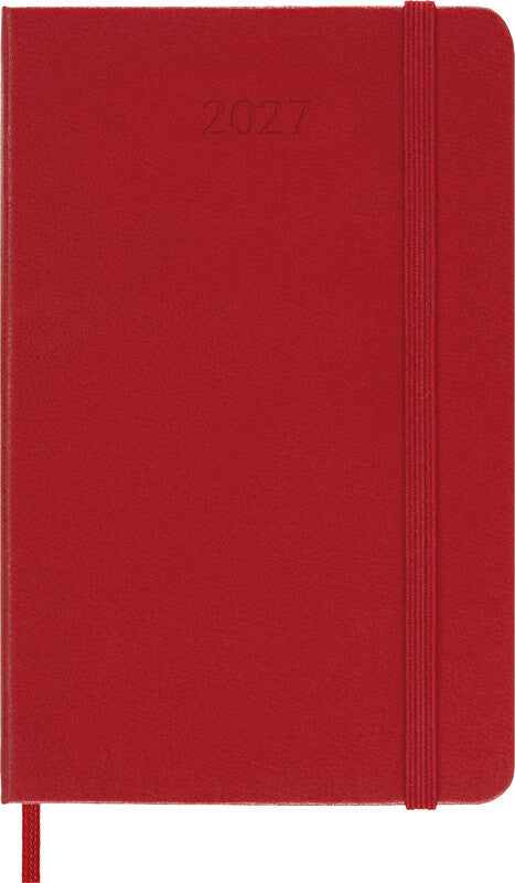 Moleskine Wochenagenda – 1 Woche/1 Seite, gebunden, 9 × 14 cm, 2027, scharlachrot, FSC