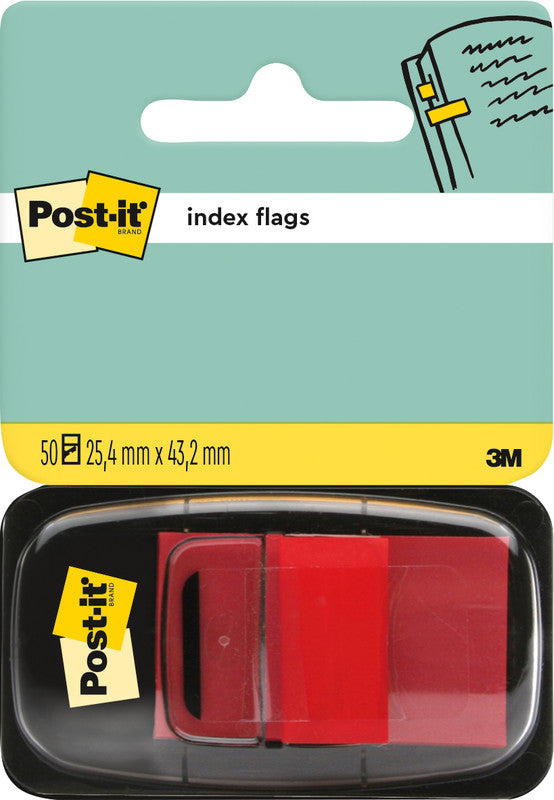 Post-it Indexstreifen – 25,4×43,2 mm – Rot, 50 Stück, mit Dispenser