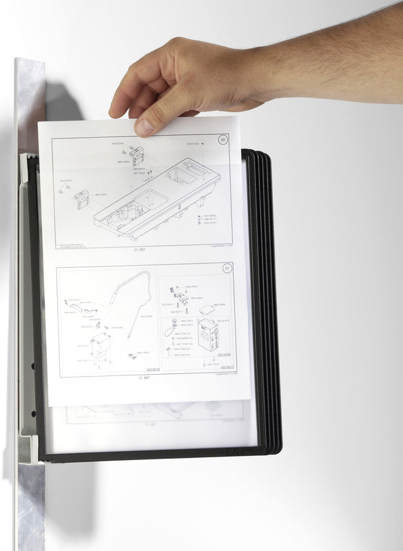 Durable Sichttafelsystem Vario Magnetic Wall – 280 × 340 mm, transparent, für A4, 5er-Pack
