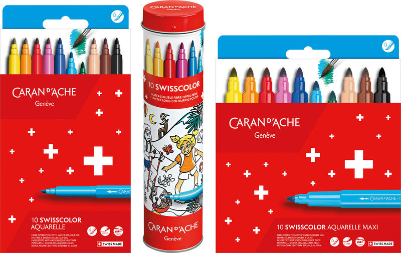 Caran d-Ache Caran d'Ache – Filzstifte Swisscolor, Strichbreite 2,8 mm, auswaschbar, 10 Farben