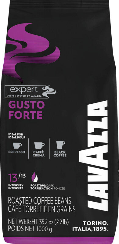 Lavazza Bohnenkaffee Gusto Forte – 1 kg – Arabica/Robusta – Dunkle Röststufe – Intensität 13