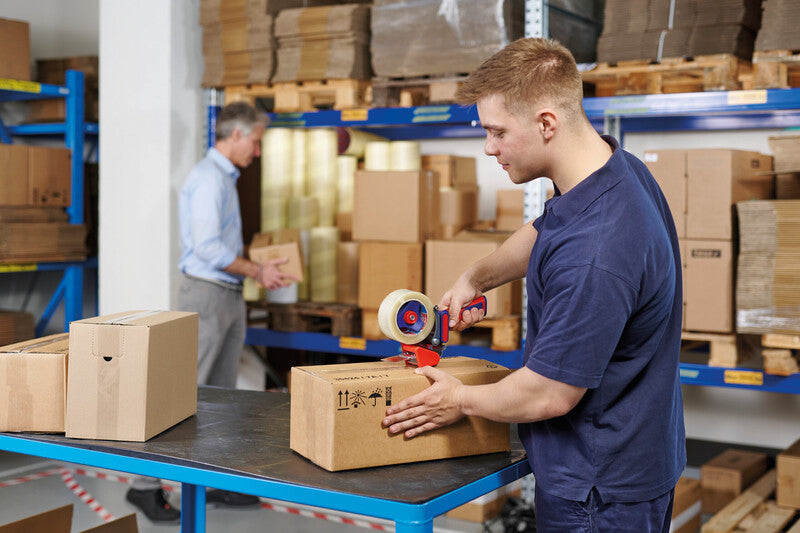 TESA Verpackungsbandabroller – für Verpackungsband bis 50 mm, mit Metallmesser