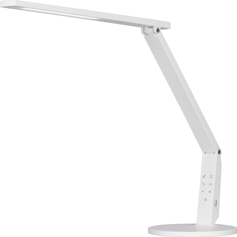 Hansa LED Tischleuchte Vario Plus – USB-Anschluss, dimmbar – 2700–6400 K – 620 lm 10 W – Weiss Metall
