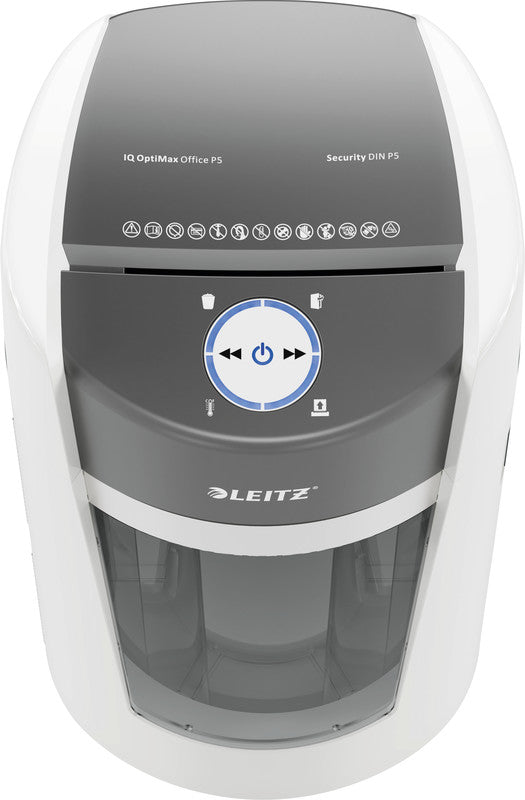Leitz IQ OptiMax – Aktenvernichter, DIN P-5, Mikroschnitt 2 × 15 mm, 10 Blatt, 35 l, A4