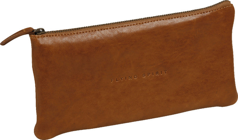 Clairefontaine Flying Spirit Schlamperetui, leer – cognac – Leder – 22 × 11 × 12,5 cm
