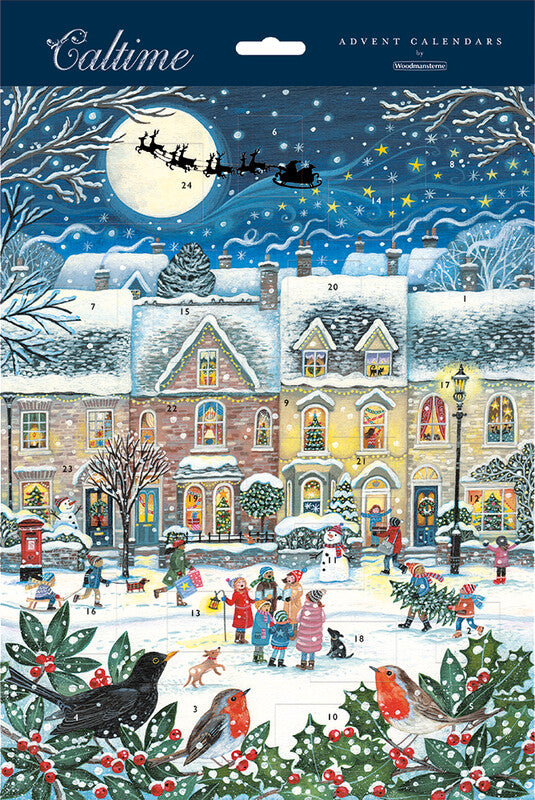 Caltime Adventskalender Weihnachtsmarkt, Karton, recyclingfähig, sortiert, 24,5 × 32,5 cm – eco:plus