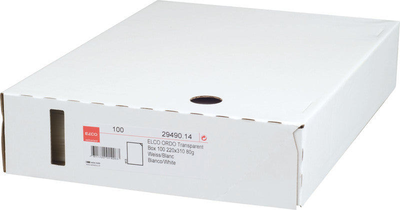 Elco Ordo Sichtmappe A4 – weiss, Papier, 100er-Pack