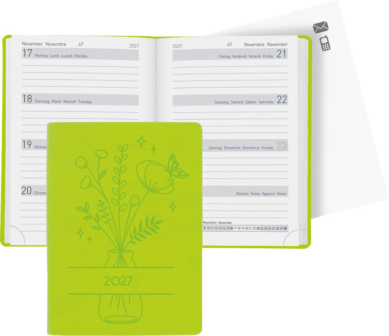 Biella Memento Ladytimer Agenda – 1 Woche/2 Seiten, gebunden, 10,1 × 14,2 cm, 2027, FSC