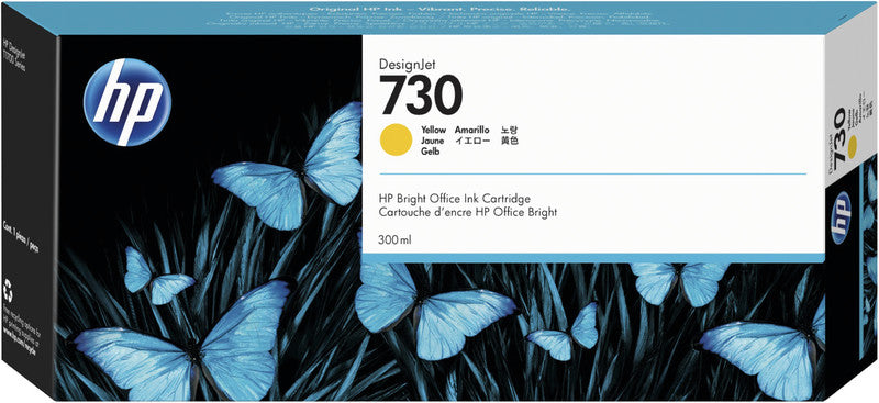 HP Tintenpatrone 730, Gelb, 300 ml – für Inkjetdrucker