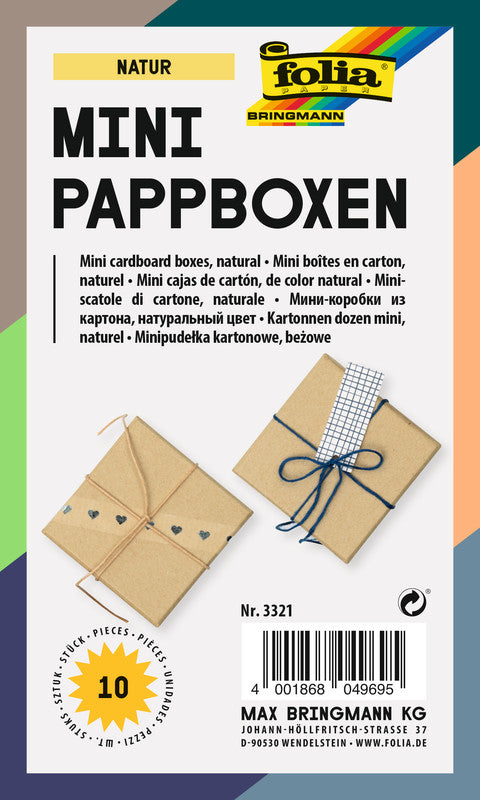 Folia Mini-Kartonboxen – natur – 75 × 45 × 75 mm, 10 Stück