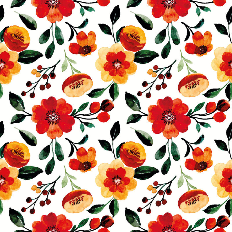 Fasana Servietten Orange Floral Muster – 33 × 33 cm – 3-lagig, Tissue – 20 Stk., FSC