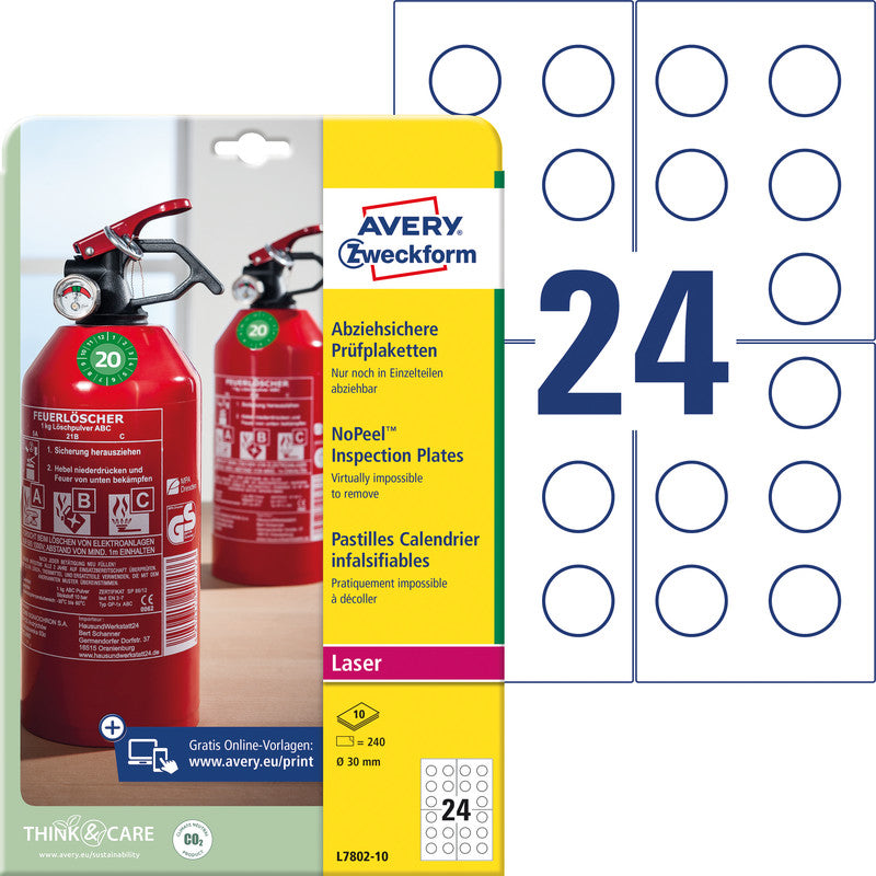 Avery Zweckform Schmucketiketten – Kunststoff, permanent haftend, 240 Stk, 10 Bogen, Ø 30 mm
