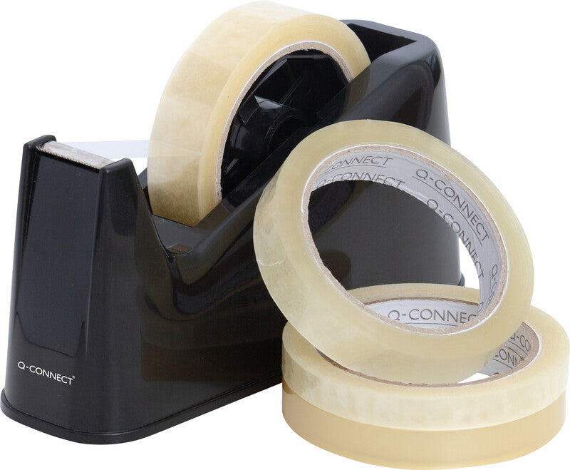 Q-Connect Tischabroller – für Rollenbreite bis 30 mm, für Bandlänge bis 66 m, Metallmesser, Kunststoff