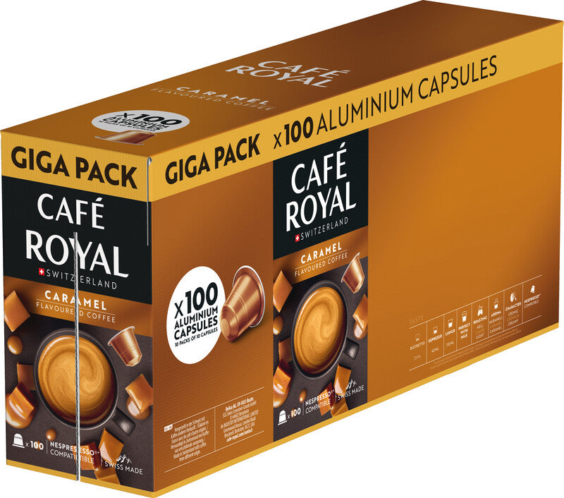 Café Royal Kaffeekapseln Caramel – Lungo – für Nespresso – 100 Kapseln
