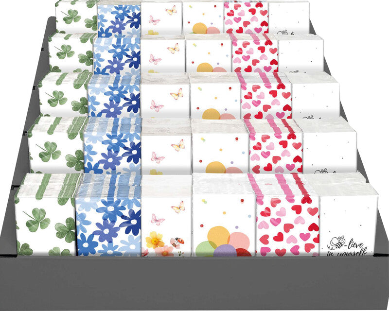 Velumis Taschentücher 6 Motive sortiert – 3-lagig, 55 × 110 mm – 10 Päckchen
