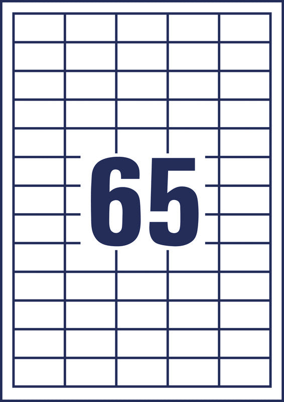 Avery Etiketten QuickPEEL, 38 mm × 21 mm, weiss, Papier, permanent, 100 Blatt (6500 Etiketten)
