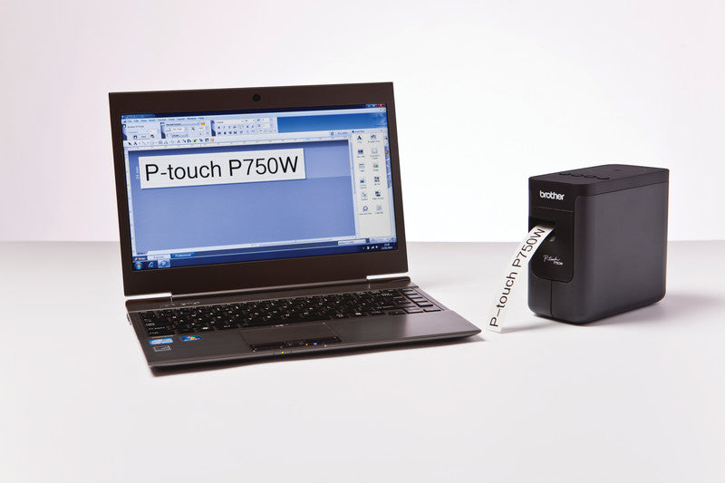 Brother P-touch P750W – Beschriftungsgerät, für TZe-Bänder 3,5–24 mm, USB, WLAN, NFC, Auto-Cutter