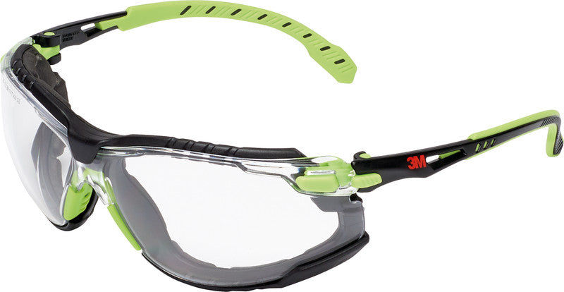 3M Solus Schutzbrille – Antibeschlag, Kratzfest, Rahmen Grün/Schwarz, Kunststoff, Inkl. Stoffetui